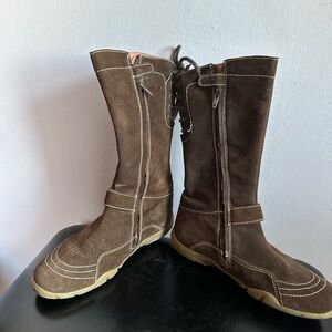 Naturino Dark Brown Suede zipper high Boots girls size 36
